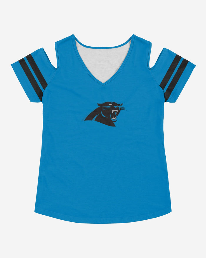 Carolina Panthers Womens Cold Shoulder T-Shirt FOCO - FOCO.com