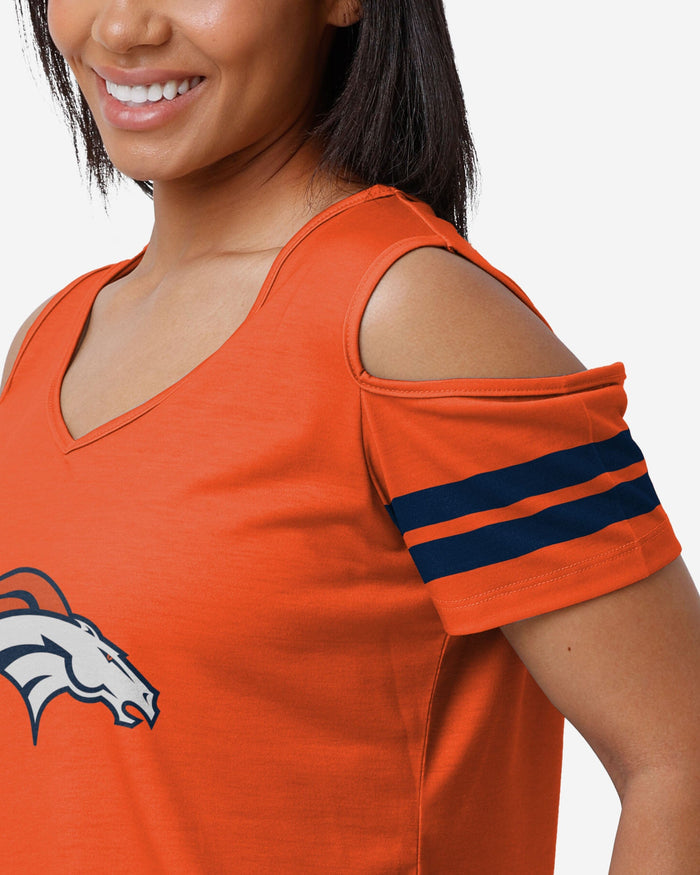 Denver Broncos Womens Cold Shoulder T-Shirt FOCO - FOCO.com