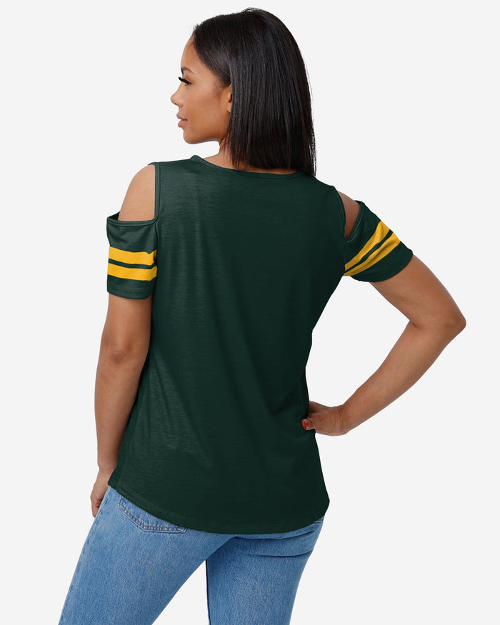Green Bay Packers Womens Cold Shoulder T-Shirt FOCO - FOCO.com