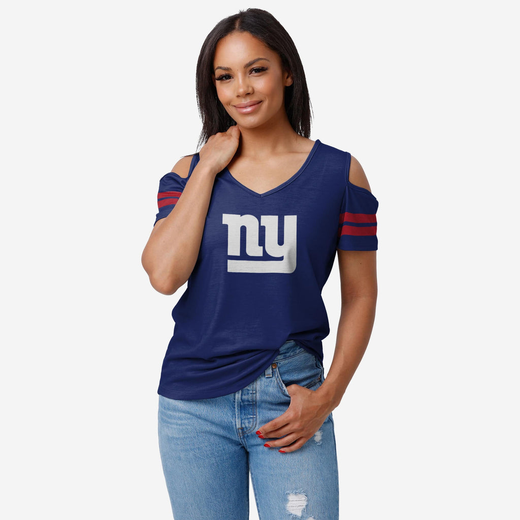 New York Giants Womens Cold Shoulder T-Shirt FOCO S - FOCO.com