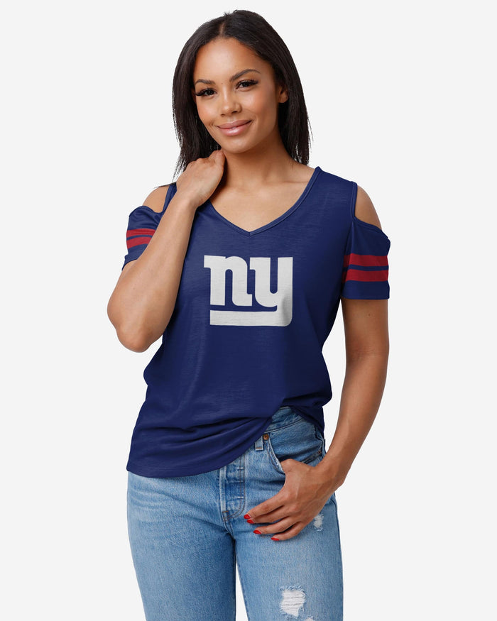 New York Giants Womens Cold Shoulder T-Shirt FOCO S - FOCO.com