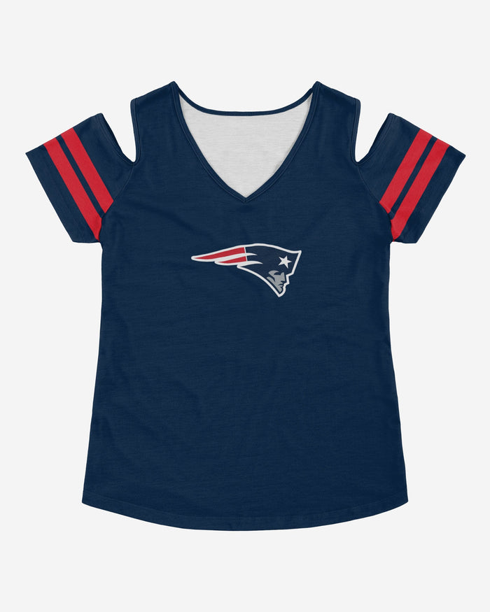 New England Patriots Womens Cold Shoulder T-Shirt FOCO - FOCO.com