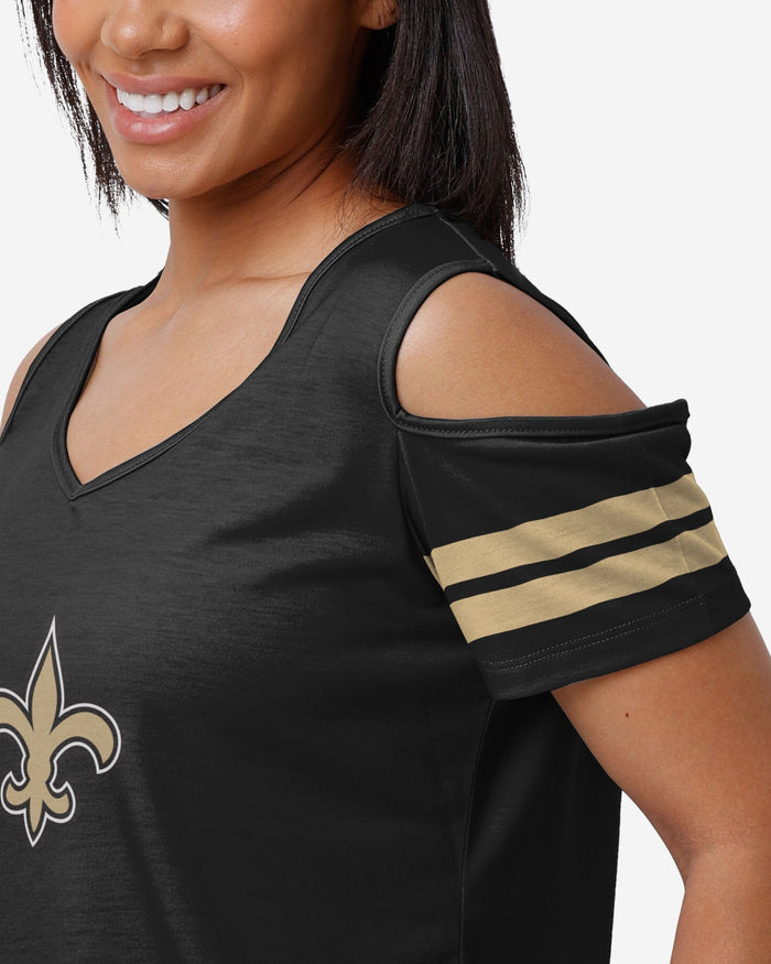 New Orleans Saints Womens Cold Shoulder T-Shirt FOCO - FOCO.com