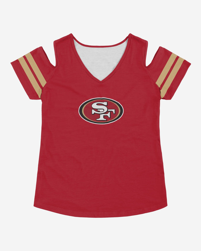 San Francisco 49ers Womens Cold Shoulder T-Shirt FOCO - FOCO.com