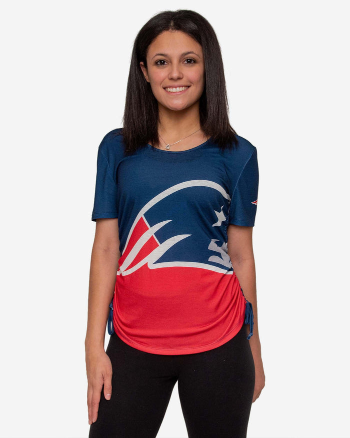New England Patriots Womens Ruched Replay Short Sleeve Top FOCO S - FOCO.com