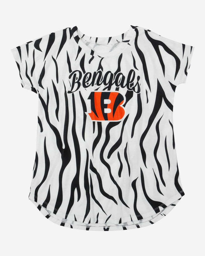 Cincinnati Bengals Womens White Stripe Wordmark Tunic FOCO - FOCO.com