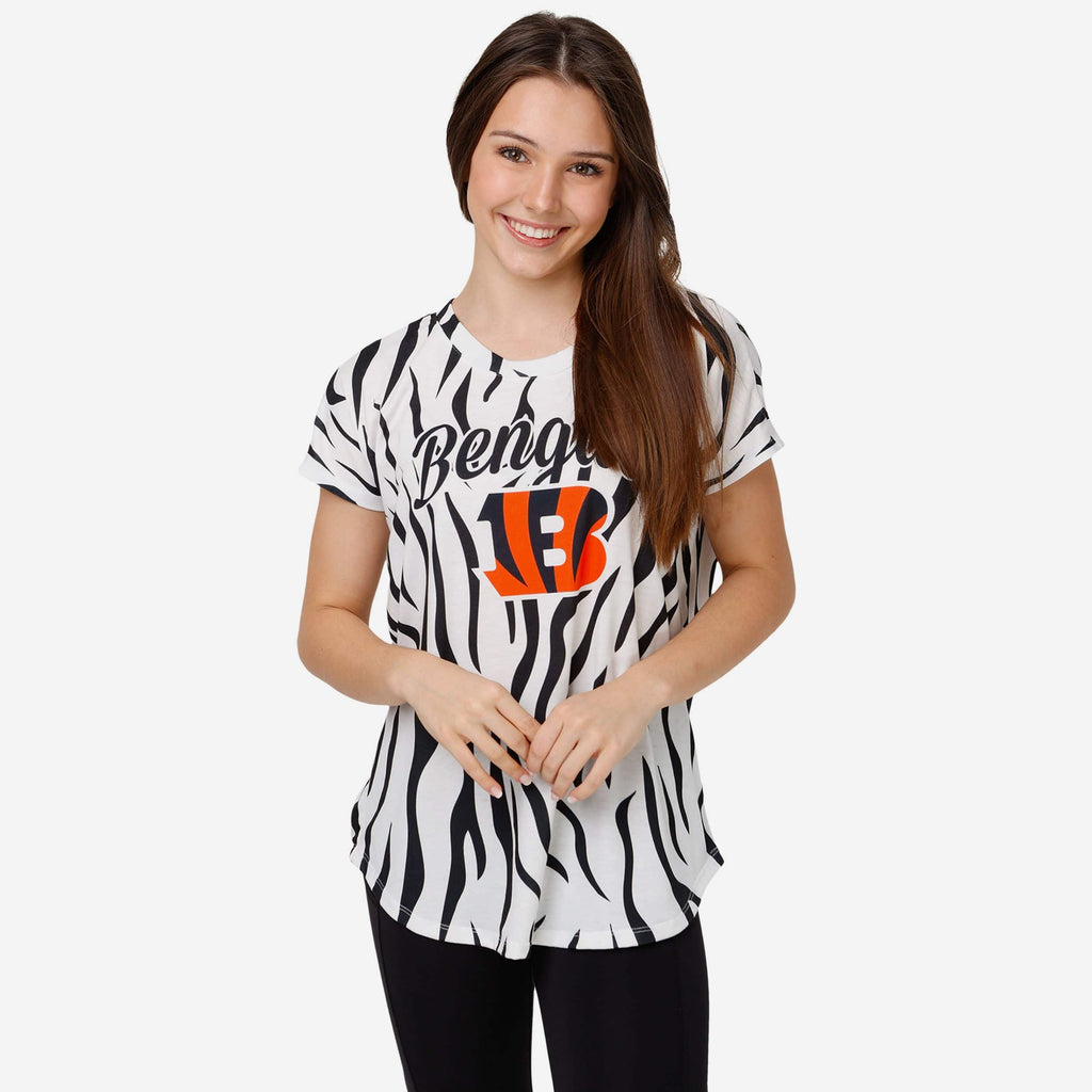 Cincinnati Bengals Womens White Stripe Wordmark Tunic FOCO S - FOCO.com